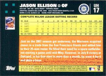 2007 Topps Updates & Highlights #UH17 Jason Ellison Back