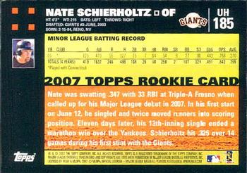 2007 Topps Updates & Highlights #UH185 Nate Schierholtz Back