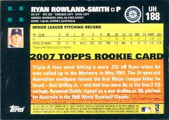 2007 Topps Updates & Highlights #UH188 Ryan Rowland-Smith Back