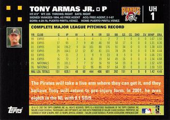 2007 Topps Updates & Highlights #UH1 Tony Armas Jr. Back