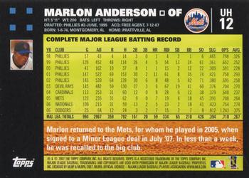 2007 Topps Updates & Highlights #UH12 Marlon Anderson Back