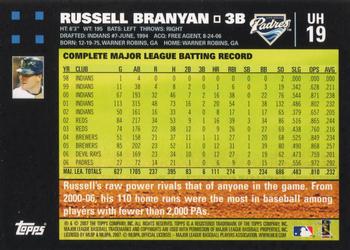 2007 Topps Updates & Highlights #UH19 Russell Branyan Back