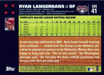 2007 Topps Updates & Highlights #UH41 Ryan Langerhans Back