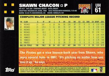 2007 Topps Updates & Highlights #UH61 Shawn Chacon Back