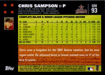 2007 Topps Updates & Highlights #UH93 Chris Sampson Back