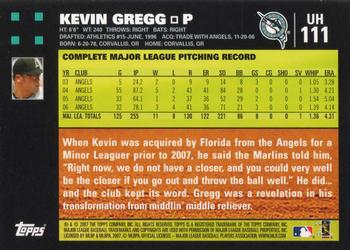 2007 Topps Updates & Highlights #UH111 Kevin Gregg Back