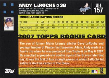 2007 Topps Updates & Highlights #UH157 Andy LaRoche Back
