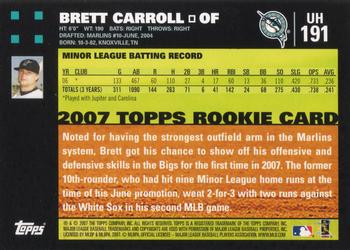 2007 Topps Updates & Highlights #UH191 Brett Carroll Back