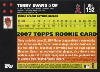 2007 Topps Updates & Highlights #UH192 Terry Evans Back