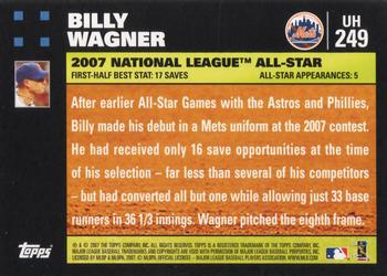 2007 Topps Updates & Highlights #UH249 Billy Wagner Back