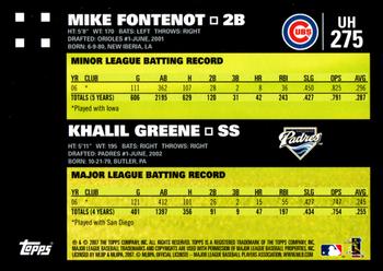 2007 Topps Updates & Highlights #UH275 Mike Fontenot / Khalil Greene Back