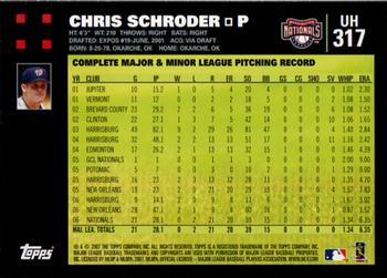 2007 Topps Updates & Highlights #UH317 Chris Schroder Back