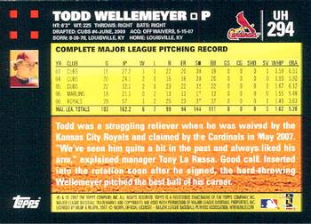 2007 Topps Updates & Highlights #UH294 Todd Wellemeyer Back