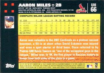 2007 Topps Updates & Highlights #UH66 Aaron Miles Back