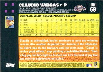 2007 Topps Updates & Highlights #UH69 Claudio Vargas Back