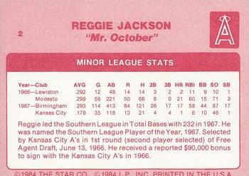 1985 Star Reggie Jackson - Separated #2 Reggie Jackson Back