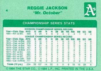 1985 Star Reggie Jackson - Separated #4 Reggie Jackson Back
