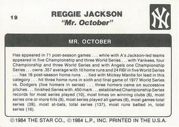 1985 Star Reggie Jackson - Separated #19 Reggie Jackson Back