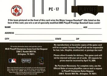2005 Playoff Prestige - Playoff Champions Combos Division #PC-17 Manny Ramirez / Curt Schilling / David Ortiz Back