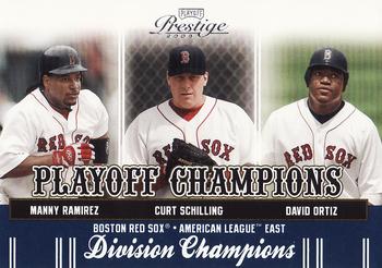 2005 Playoff Prestige - Playoff Champions Combos Division #PC-17 Manny Ramirez / Curt Schilling / David Ortiz Front
