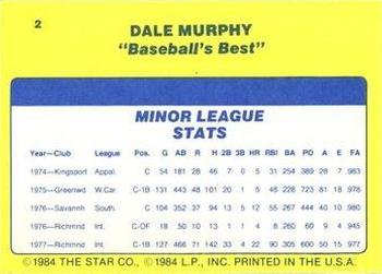 1986 Star Dale Murphy - Separated #2 Dale Murphy Back