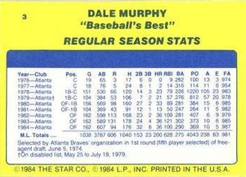 1986 Star Dale Murphy - Separated #3 Dale Murphy Back