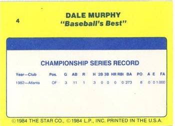 1986 Star Dale Murphy - Separated #4 Dale Murphy Back