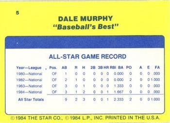 1986 Star Dale Murphy - Separated #5 Dale Murphy Back