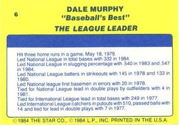 1986 Star Dale Murphy - Separated #6 Dale Murphy Back