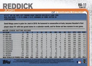 2019 Topps Houston Astros #HA-11 Josh Reddick Back