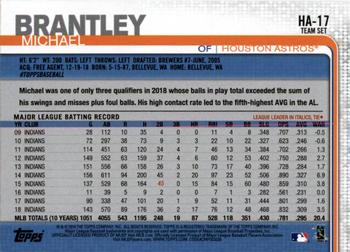 2019 Topps Houston Astros #HA-17 Michael Brantley Back