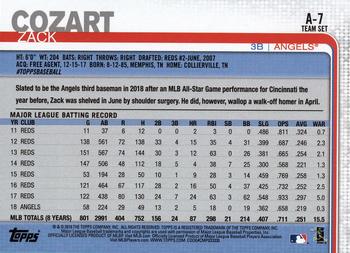 2019 Topps Los Angeles Angels #A-7 Zack Cozart Back