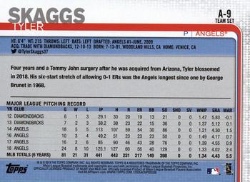 2019 Topps Los Angeles Angels #A-9 Tyler Skaggs Back