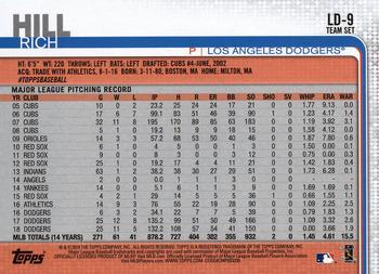2019 Topps Los Angeles Dodgers #LD-9 Rich Hill Back