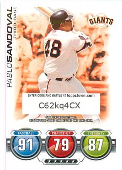 2010 Topps Attax - Code Cards #NNO Pablo Sandoval Front