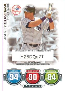 2010 Topps Attax - Code Cards #NNO Mark Teixeira Front