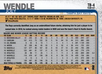 2019 Topps Tampa Bay Rays #TB-4 Joey Wendle Back