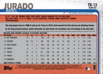 2019 Topps Texas Rangers #TR-13 Ariel Jurado Back