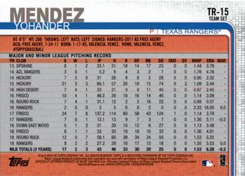 2019 Topps Texas Rangers #TR-15 Yohander Mendez Back