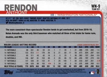 2019 Topps Washington Nationals #WN-9 Anthony Rendon Back