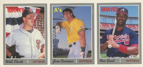 1992 Baseball Cards Magazine '70 Topps Replicas - Panels #4-6 Will Clark / Jose Canseco / Ron Gant Front