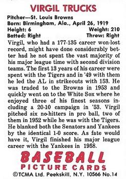 1982 TCMA New York Yankees Yearbook (1951 Bowman Style) #14 Virgil Trucks Back