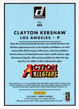 2019 Donruss - Action All-Stars Pink Fireworks #AA6 Clayton Kershaw Back