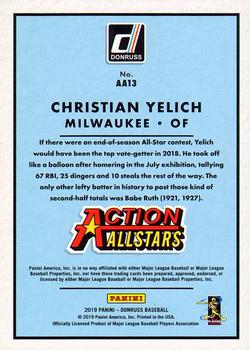 2019 Donruss - Action All-Stars Pink Fireworks #AA13 Christian Yelich Back