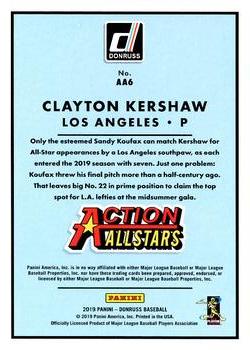 2019 Donruss - Action All-Stars Blue #AA6 Clayton Kershaw Back