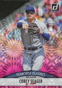 2019 Donruss - Franchise Features Pink Fireworks #FF7 Corey Seager / Brendan Rodgers Front