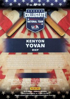 2019 Donruss - American Pride Gold #AP19 Kenyon Yovan Back