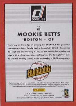 2019 Donruss - Highlights #H9 Mookie Betts Back