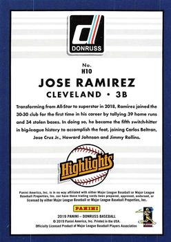 2019 Donruss - Highlights #H10 Jose Ramirez Back