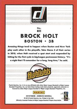 2019 Donruss - Highlights Diamond #H11 Brock Holt Back